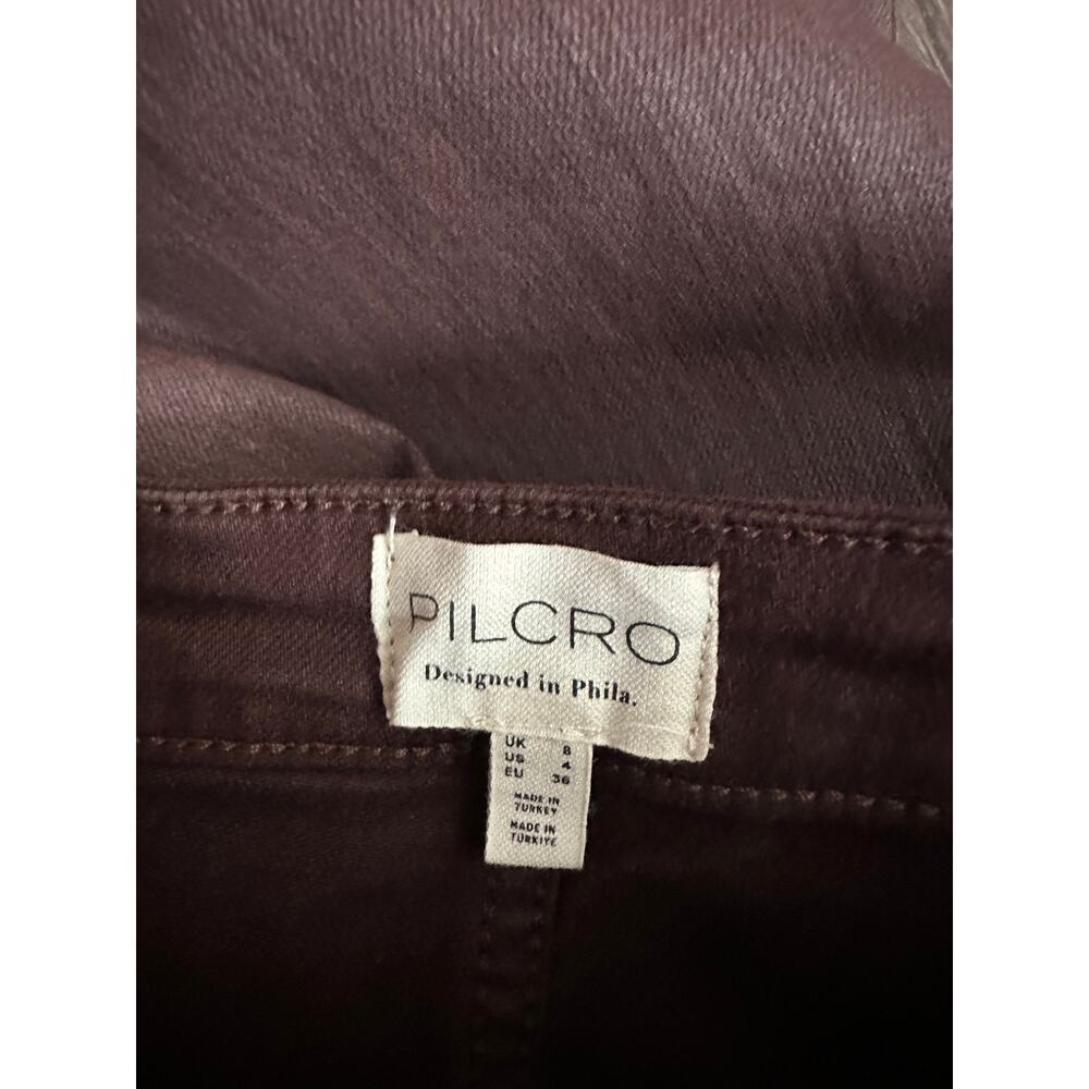 Pilcro The Madi Front-Slit Denim Maxi Skirt in Wine size 4 Waxed Coated - Picture 5 of 12